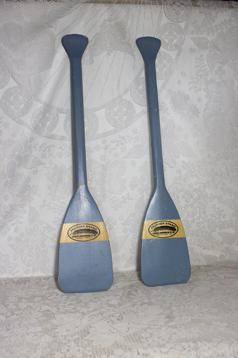 Vintage Feather Brand Wood Oars Paddles Nautical Wall Decor Etsy