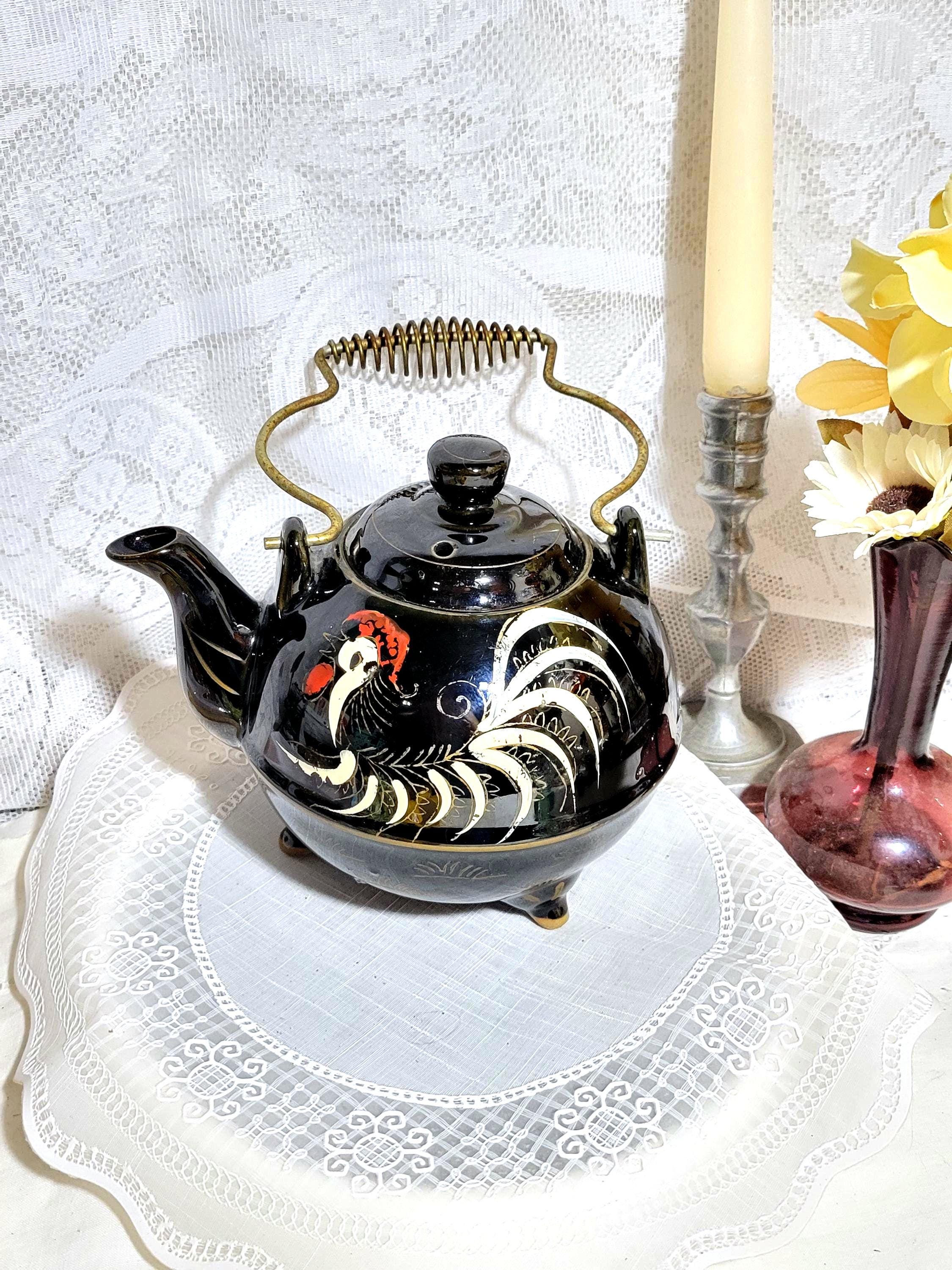 竹手付き黒陶茶具四点セット Black Rooster Teapot - Etsy