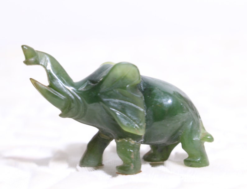 Vintage Carved Jade Miniature Elephants Figurines Natural Etsy