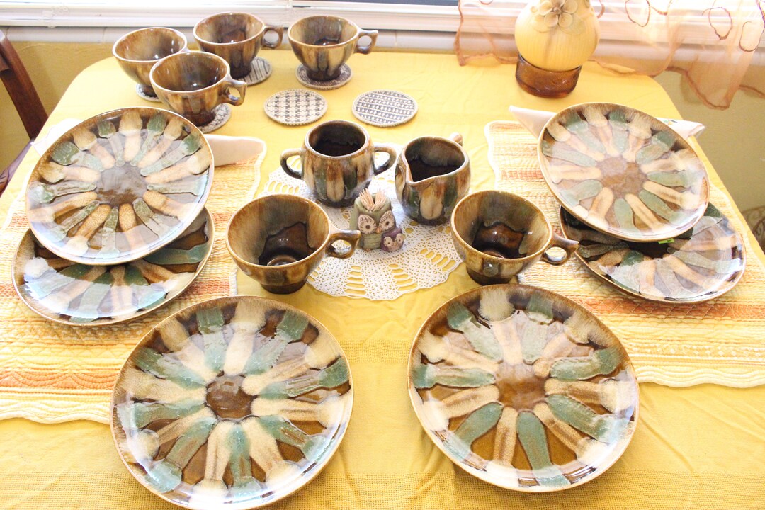 Vintage Dishes Dryden Pottery Dessert Plates and Cups Sugar Etsy