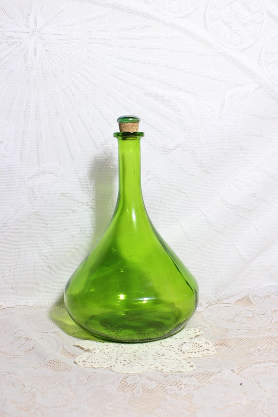 Vintage Green Glass Wine Decanter Gallo Glass Company Etsy