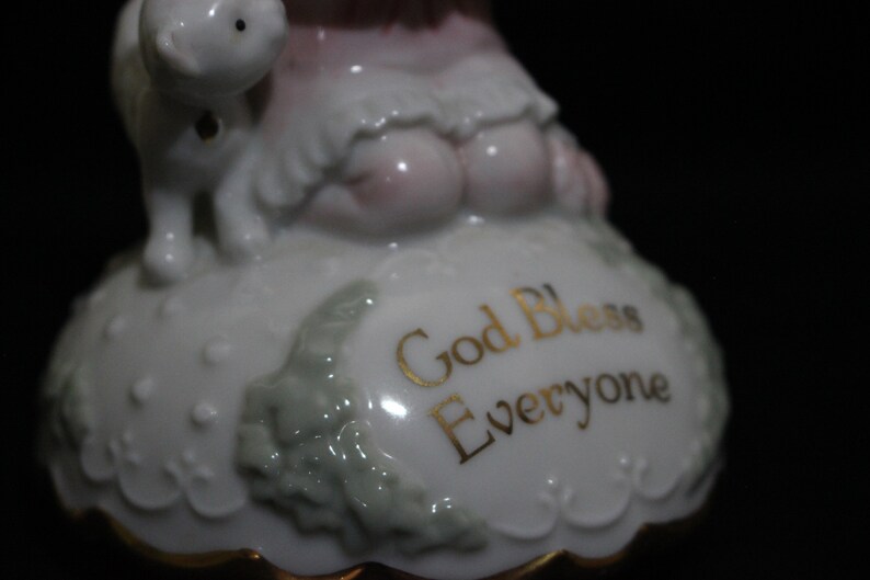 Vintage Rotating Music Box Porcelain Praying Girl and Cat Etsy