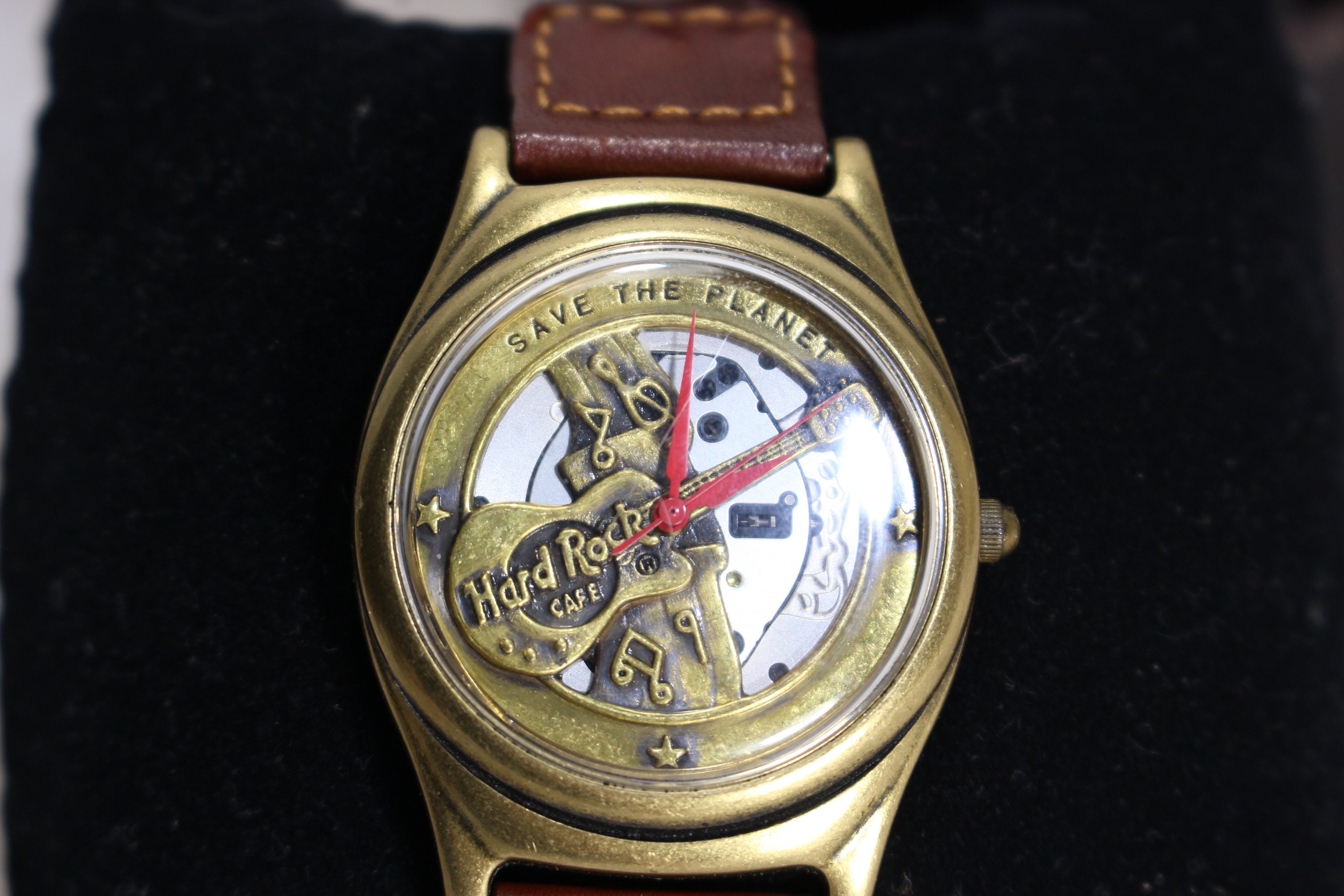 Vintage Hard Rock Cafe Fossil Watch, Save the Planet Guitar Theme 