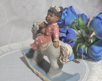 1987 Girl on Rocking Horse Figurine, by Miss Martha's Collection