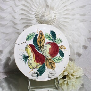 Vintage Porcelain Plate, Wall Hanging Hand-Painted Fruits, Pear And Apple, Kitchen Wall Decor, Mount Included