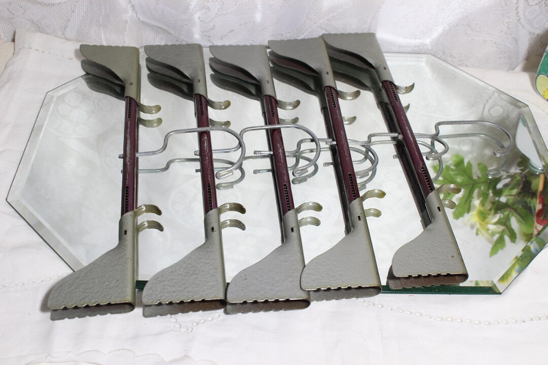 Metal Vintage Pants Hangers, Spring Action, 5 Pcs Etsy