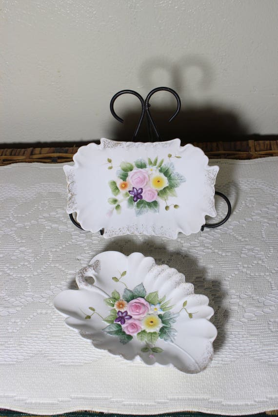 Lefton Trinket Porcelain Dish, 2 Vintage Decorati… - image 3