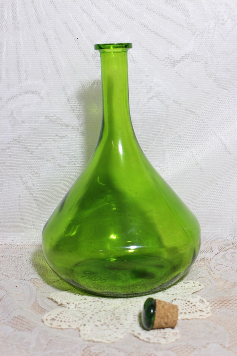 Vintage Green Glass Wine Decanter Gallo Glass Company Etsy