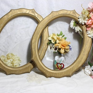 Vintage Victorian Wood Frames, Distressed Oval Picture or Art  Frames, Natural Grained Wood Oval Open Frames, Craft Supply Set of 2