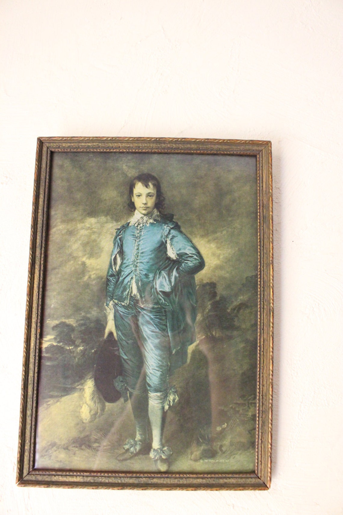 The Blue Boy Lithograph 1920 's Antique Lithographic Art Etsy