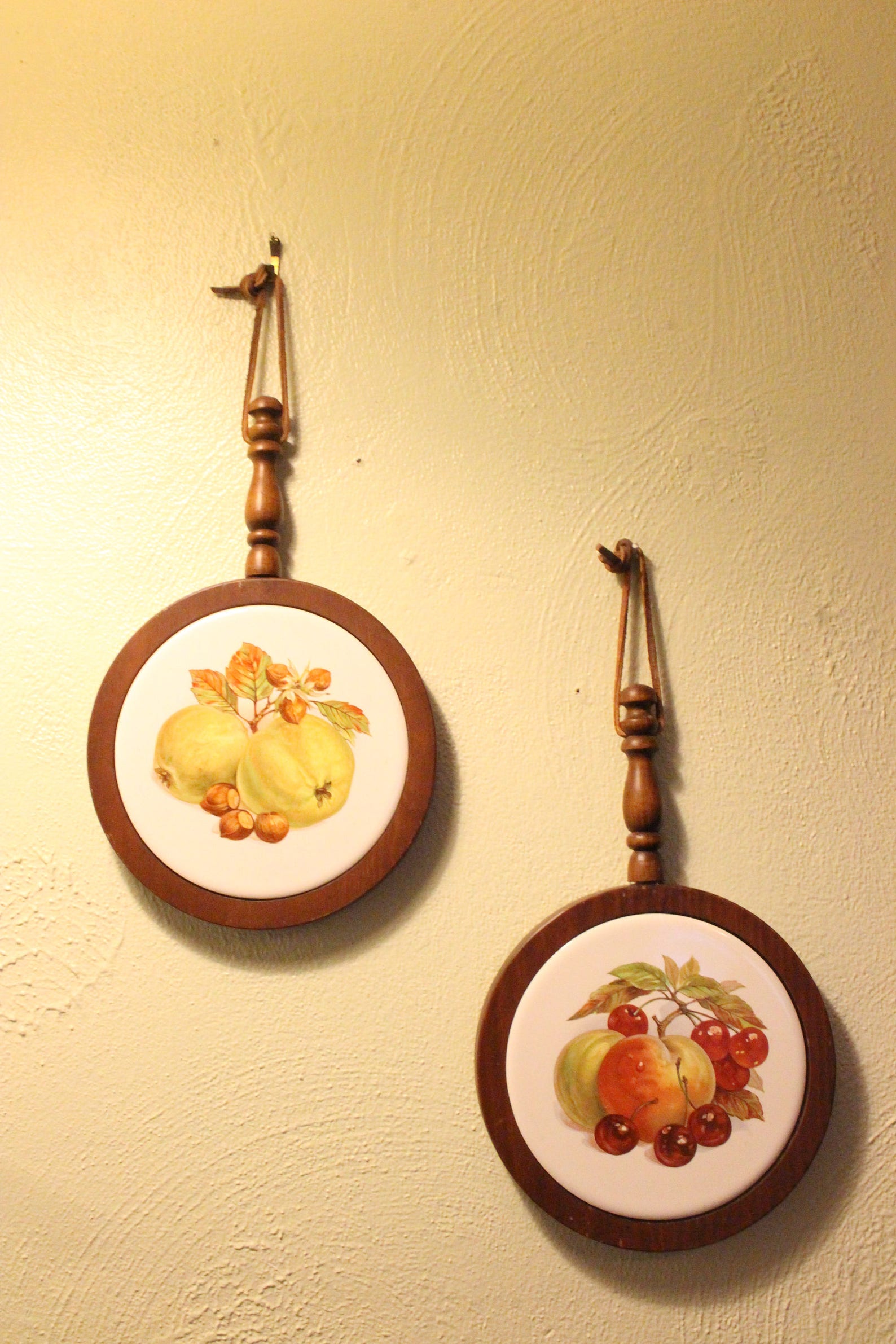 Vintage Ceramic and Wood Wall Trivets Kitchen Wall Decor Etsy