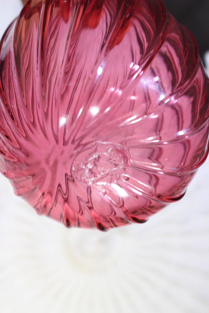 Vintage Hand Blown Pink Swirl Glass Vase Ruffled Rim Rough Etsy