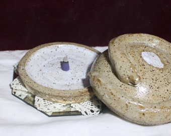 Vintage Pottery Snake Incense Burner, Zen Supply, Serpent Garden Decor