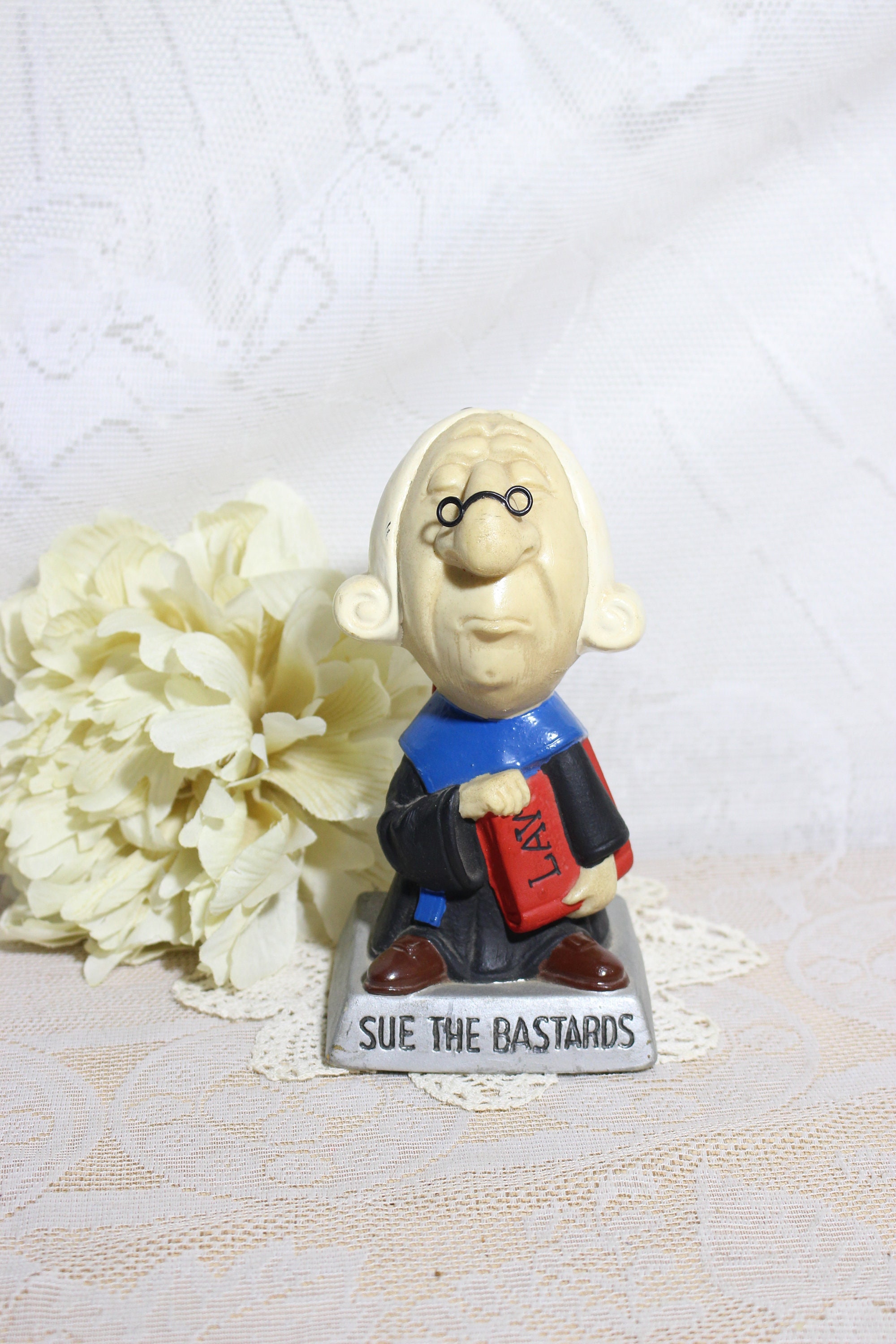 1970 Vintage Russ Berrie Lawyer Figurine SUE THE BASTARDS W amp R