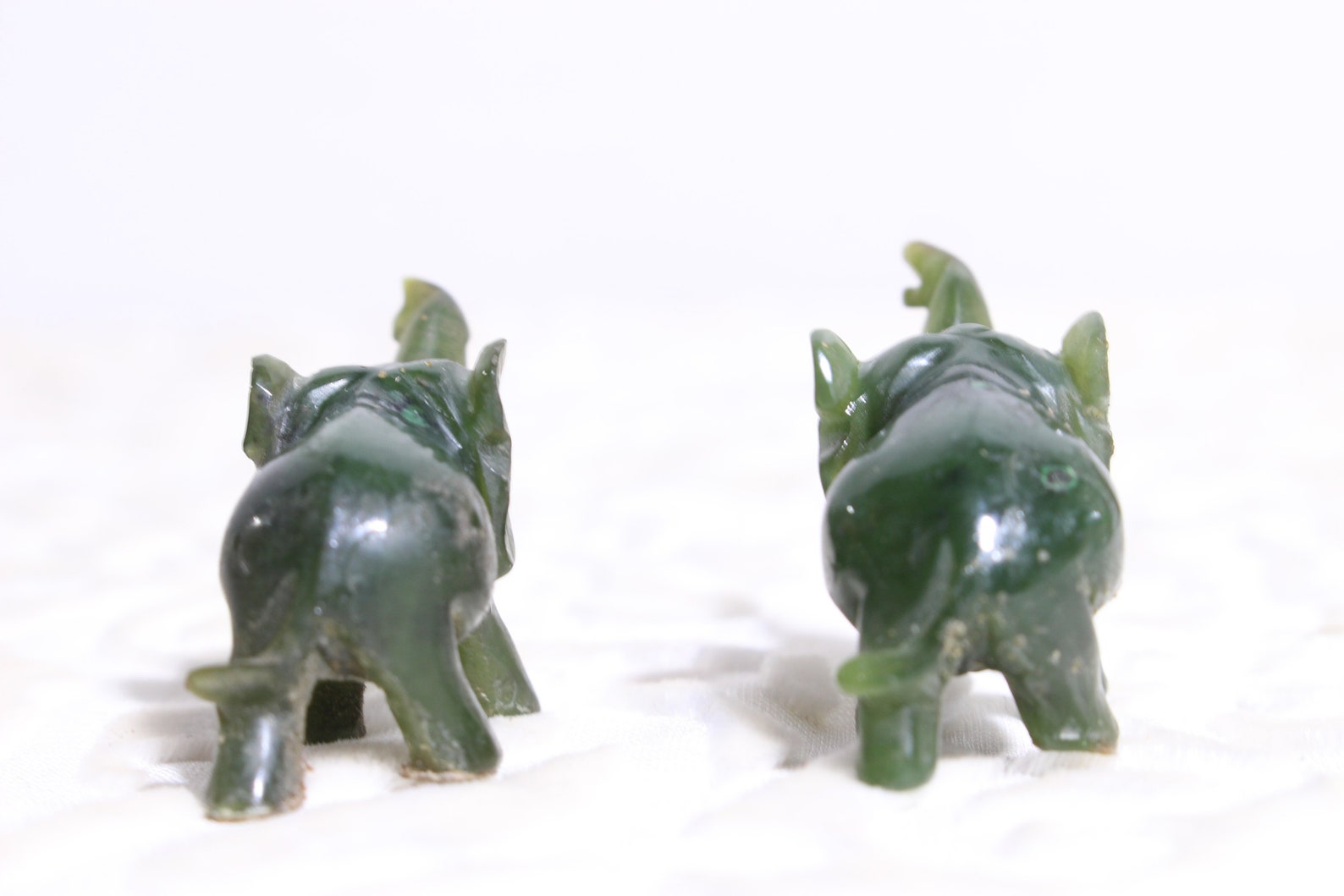 Vintage Carved Jade Miniature Elephants Figurines Natural Etsy