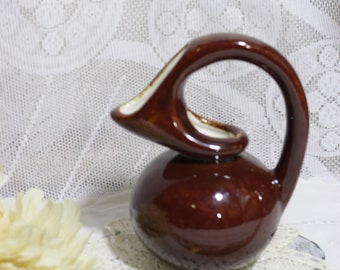 Vintage Dryden Style Ceramic Ivy Vase, Ceramic Brown Small Pitcher or Creamer
