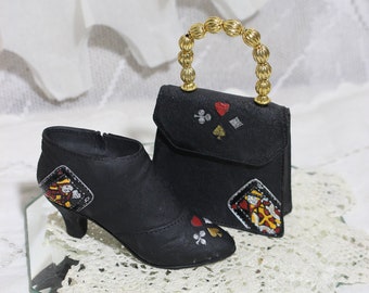 Vintage Resin Shoe and Handbag Set: Beverly Feldman Queen of Hearts Collectible