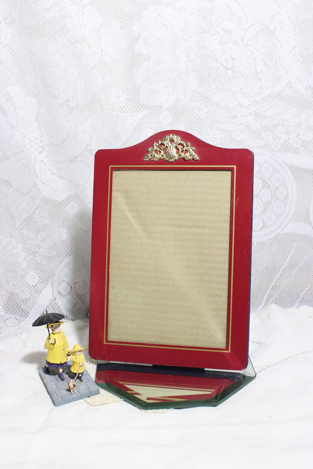 Vintage Red Metal Picture Frame Table Photo Display Easel Etsy