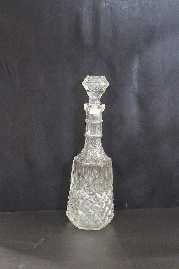 Oval Shape Bottle Home Bar Liquor Serving or Display Vintage Glass