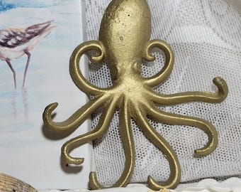 Vintage Metal Octopus Wall Hook, Nautical  Decor Craft Supply