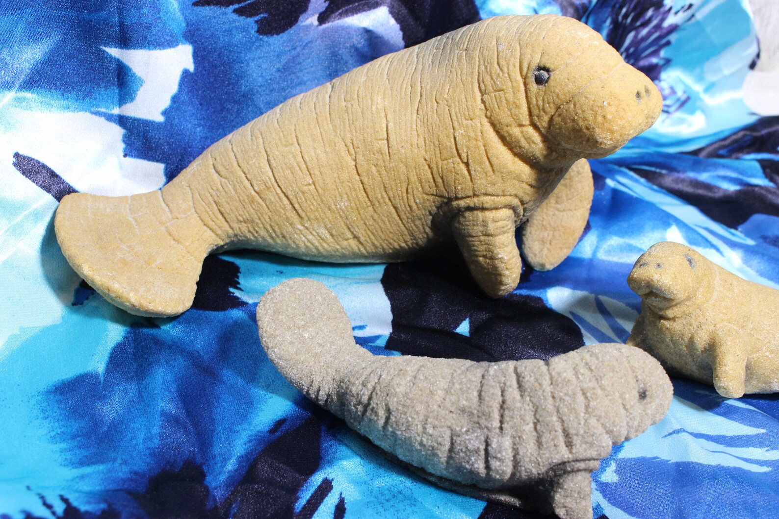 Vintage Sand Cast Sculpture Manatee Figurines Family Sea Cow | Etsy