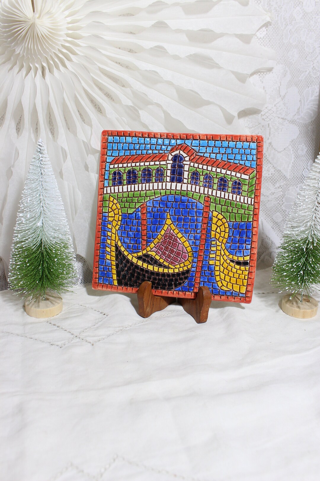 Vintage Italian Wall Tile, Mosaic Style, Venice's Gondolas Scene - Etsy