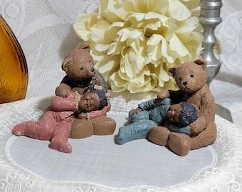 All God's Children Figurine: Paddy Paw Bear with Sleeping Child, 1987