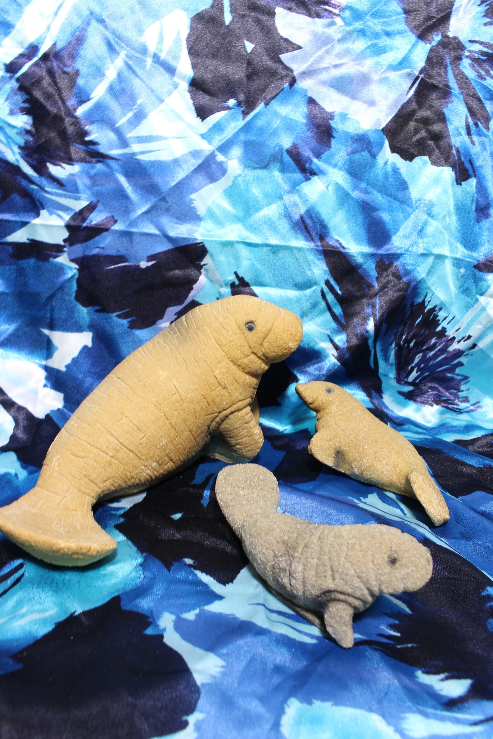 Vintage Sand Cast Sculpture Manatee Figurines Family Sea Cow | Etsy