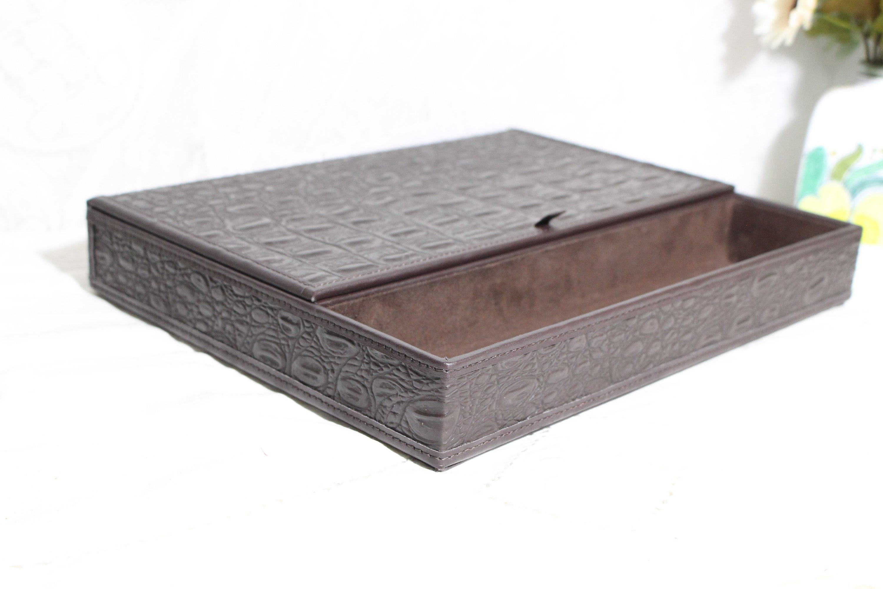 Vintage Italian Leather Jewelry Box, Gift for Dad, Sicura Watch Box