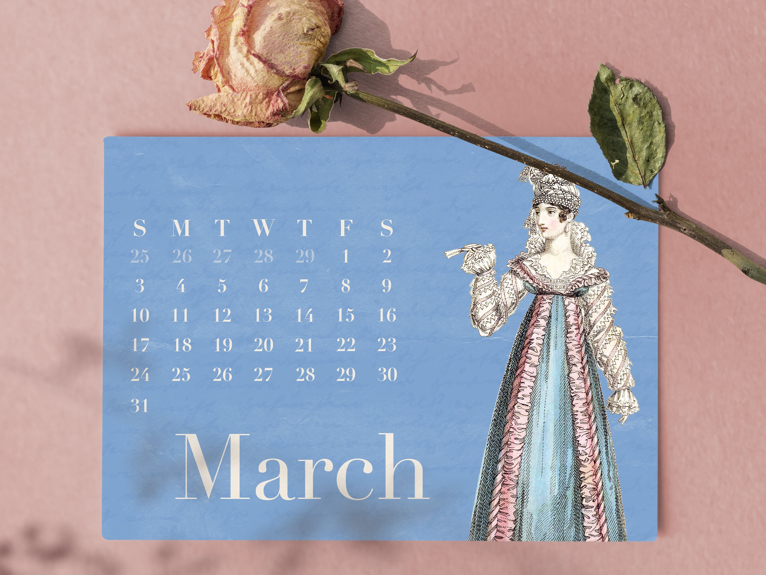 Jane Austen Regency Fashion Desk Calendar Etsy