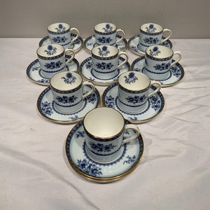 Minton England Williamsburg Porcelain Demitasse Espresso Cup set, Antique espresso cup set , demitasse cup set, English cottage decor