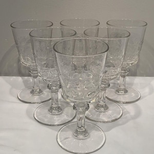 6 RARE Antique 1876 EAPG Philadelphia Centennial Water Goblets, Victorian glassware, wine party glasses, crystal dining glasses