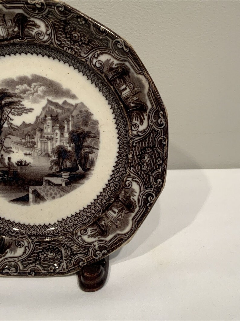Antique Flow Black Mulberry Transferware Plate Ironstone Washington elegant decorator plate, raccoon lover gifts image 6
