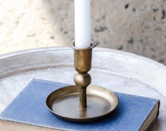 Mini Gold Plate Candle Holder, vintage bookshelf charm, living room decor, French cottage