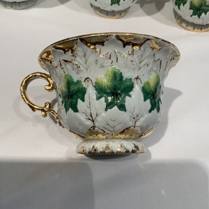 11 Antique Meissen Oak Leaf Design Green Gold Cups Hard To Find Form, Christmas teacup, gifts for mothers, gifts for her, image 7