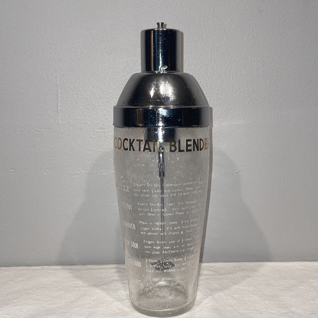 Mid Century Vintage Cocktail Shaker Blender, Battery Operated Cocktail