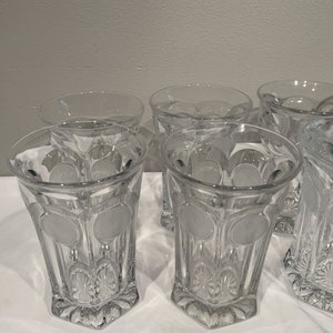 Fostoria Coin Cocktail Bar Glasses Heavy Iced Tea Tumblers set of 8, clear glass barware, MCM dinning room decor, pitcher with glass image 7