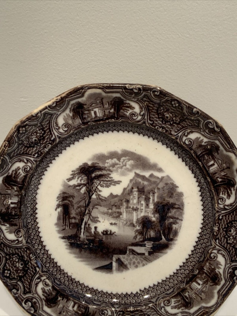Antique Flow Black Mulberry Transferware Plate Ironstone Washington elegant decorator plate, raccoon lover gifts image 4