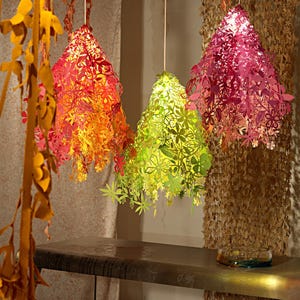 Blue floral Hanging Pendant Light, hanging Flower light, floral lights, paper lanterns, colorful lights, retro lighting, Midsummer
