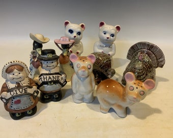 5 Sets Vintage Salt & Pepper Shakers Bears,Duck shaker set, Turkeys shakers,  Pilgrims Lefton shaker set, Japan shaker sets