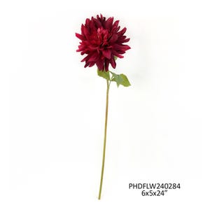 Fresh Touch Dahlia Merlot Faux Stem, spring plants, European faux flower, table centerpiece, luxury flowers, realistic flowers