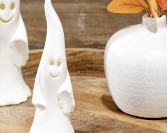 Ceramic Led Ghost, fall decor, mantle halloween decor, Halloween ghost decor, seasonal centerpiece, white ghost, ceramic light up ghost