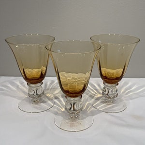 3 Amber Water Goblet/Cocktail Blown Glass with Acorn Ball Stem CHARTER CLUB, amber barware, grandmillennial, housewarming gifts, mcm barware image 10