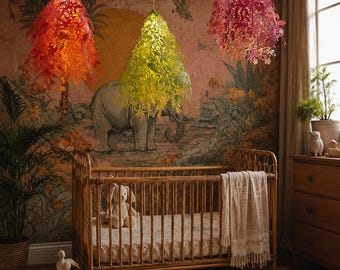 Colorful floral Hanging Pendant Light, hanging Flower light, floral lights, paper lanterns, colorful lights, retro lighting, Midsummer