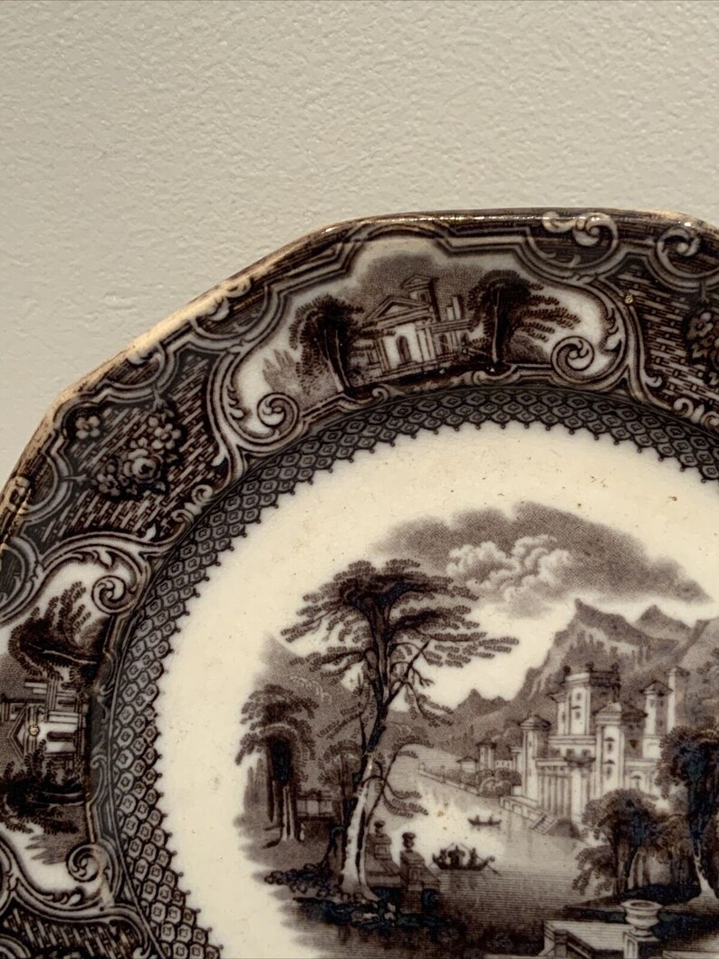 Antique Flow Black Mulberry Transferware Plate Ironstone Washington elegant decorator plate, raccoon lover gifts image 3