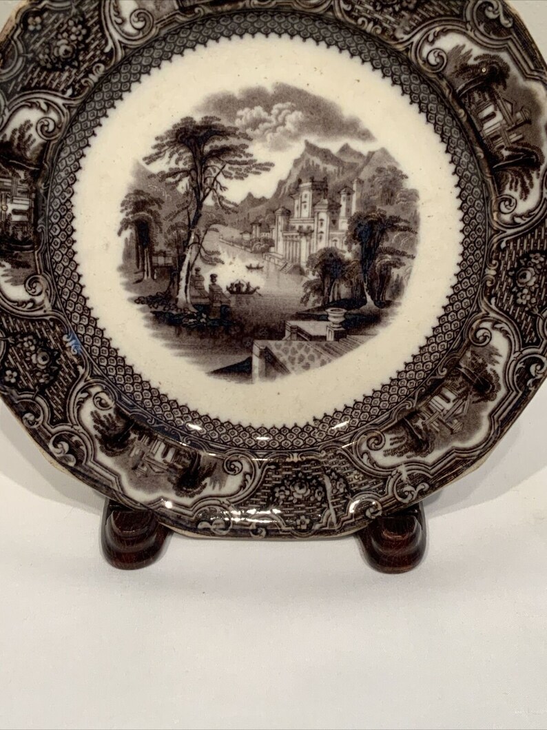 Antique Flow Black Mulberry Transferware Plate Ironstone Washington elegant decorator plate, raccoon lover gifts image 7