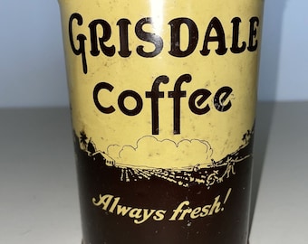 Grisdale Coffee Tin Litho Label Gristede Brothers New York, Vintage collectible tins, coffee can, vintage kitchen decor