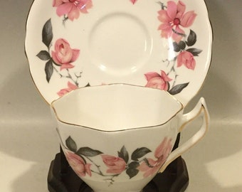 Gladstone 'Romance' Tea Cup and Saucer Set with Pink rose Flowers,  english tea party, gifts for mothers day, gifts for valentines day