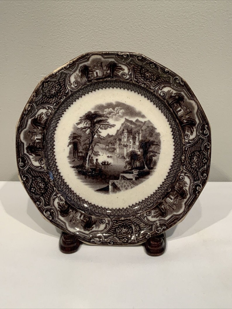 Antique Flow Black Mulberry Transferware Plate Ironstone Washington elegant decorator plate, raccoon lover gifts image 1