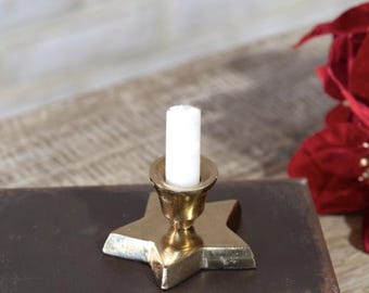 Gold Star Taper Holder, gold bookshelf decor, mantle candlestick, elegant home decor, gold shelf decor, modern candle holder, seasonal decor